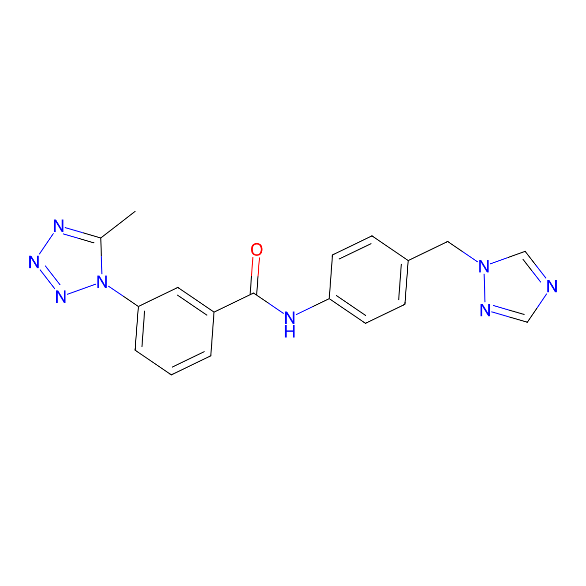3-(5-methyl-1H-tetrazol-1-yl)-N-[4-(1H-1,2,4-triazol-1-ylmethyl)phenyl]benzamide molecular structure, CAS 1351680-66-4