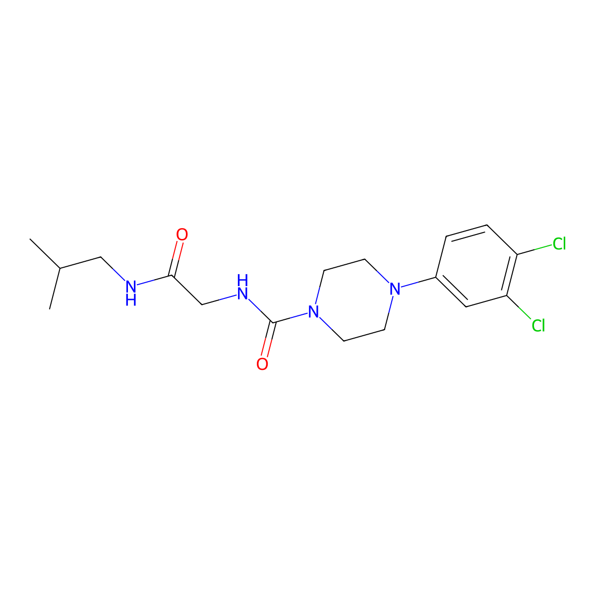 4-(3,4-dichlorophenyl)-N-{2-[(2-methylpropyl)amino]-2-oxoethyl}piperazine-1-carboxamide molecular structure, CAS 1351680-70-0