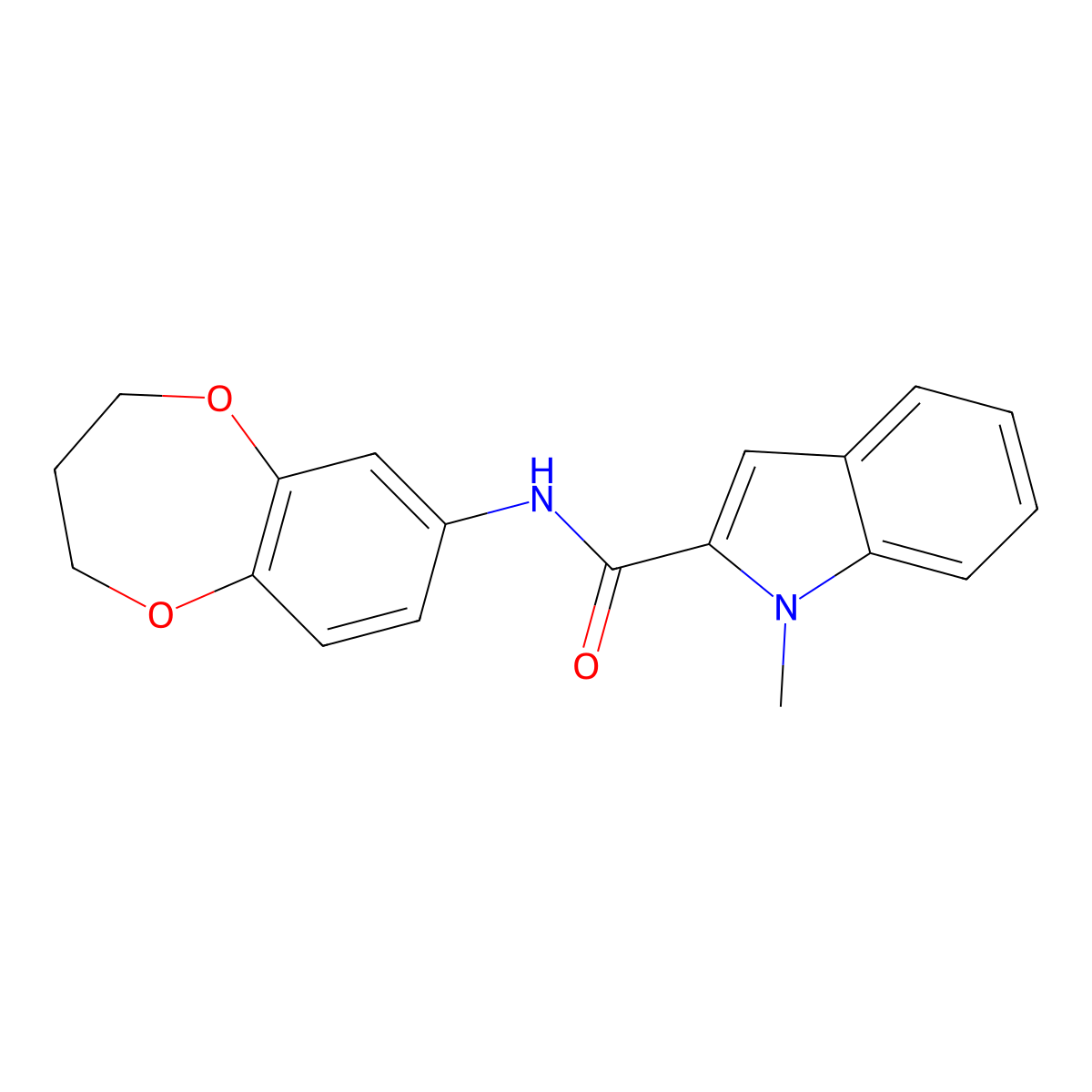 N-(3,4-dihydro-2H-1,5-benzodioxepin-7-yl)-1-methyl-1H-indole-2-carboxamide molecular structure, CAS 1351680-77-7