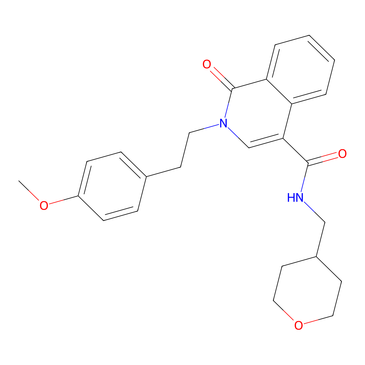 2-(4-methoxyphenethyl)-1-oxo-N-(tetrahydro-2H-pyran-4-ylmethyl)-1,2-dihydro-4-isoquinolinecarboxamide molecular structure, CAS 1351680-85-7