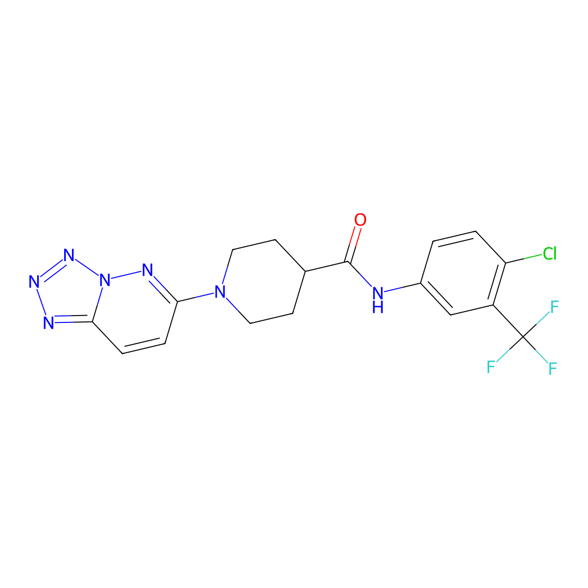 N-(4-chloro-3-(trifluoromethyl)phenyl)-1-(tetrazolo[1,5-b]pyridazin-6-yl)piperidine-4-carboxamide molecular structure, CAS 1351680-94-8