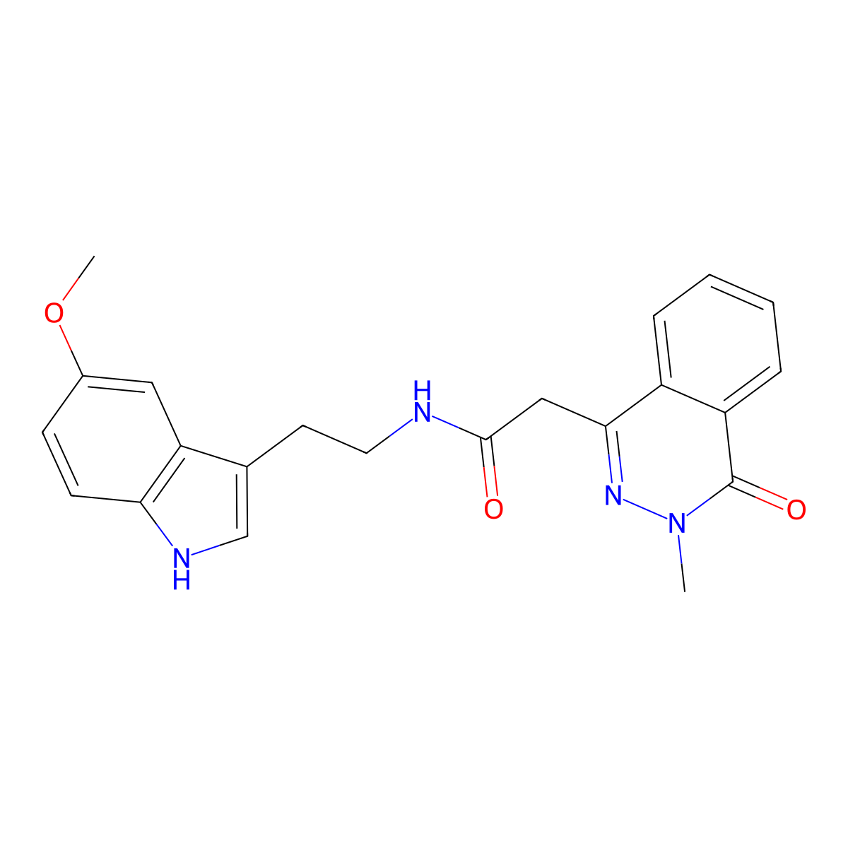N-[2-(5-methoxy-1H-indol-3-yl)ethyl]-2-(3-methyl-4-oxo-3,4-dihydrophthalazin-1-yl)acetamide molecular structure, CAS 1351681-08-7