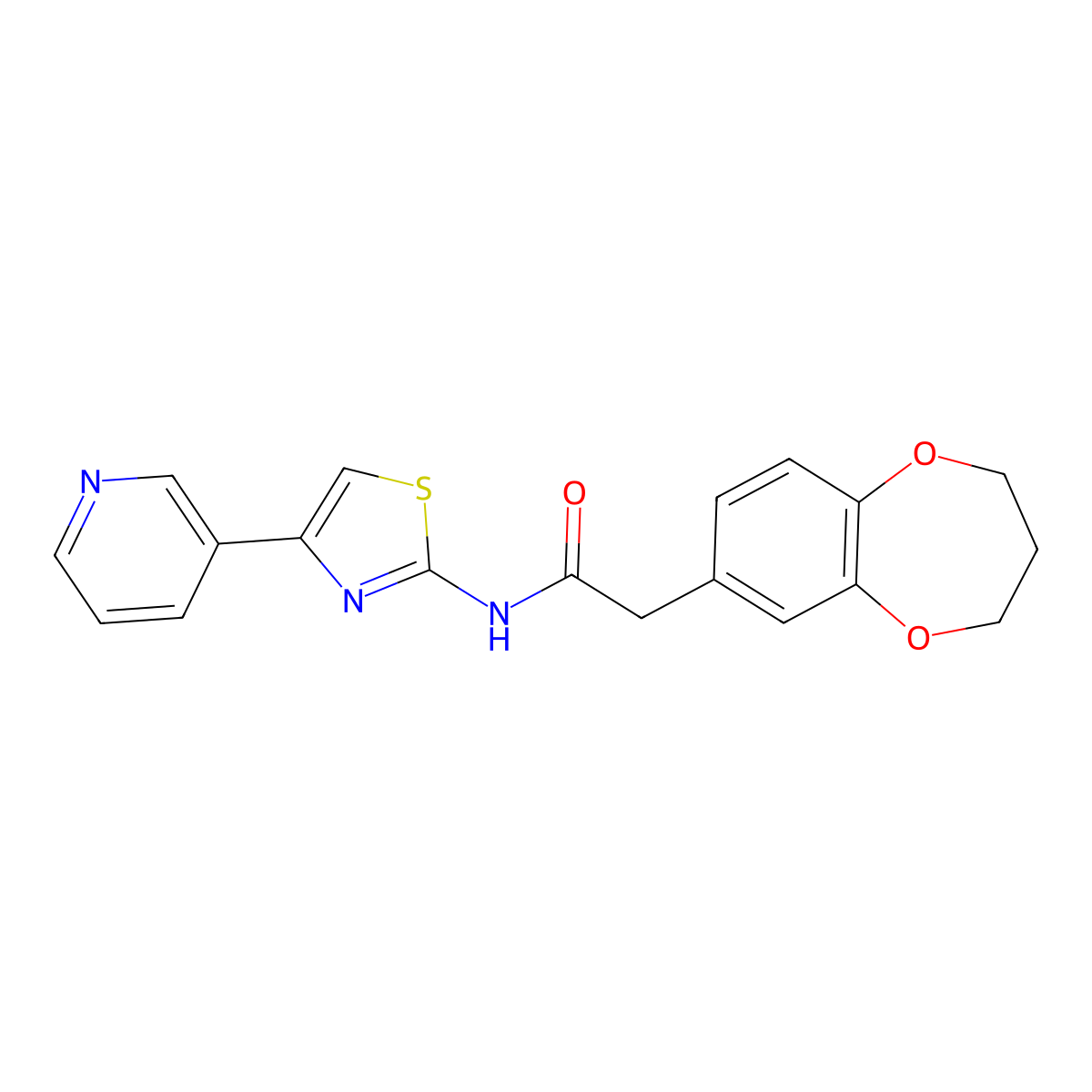 2-(3,4-dihydro-2H-benzo[b][1,4]dioxepin-7-yl)-N-(4-(pyridin-3-yl)thiazol-2-yl)acetamide molecular structure, CAS 1351681-10-1