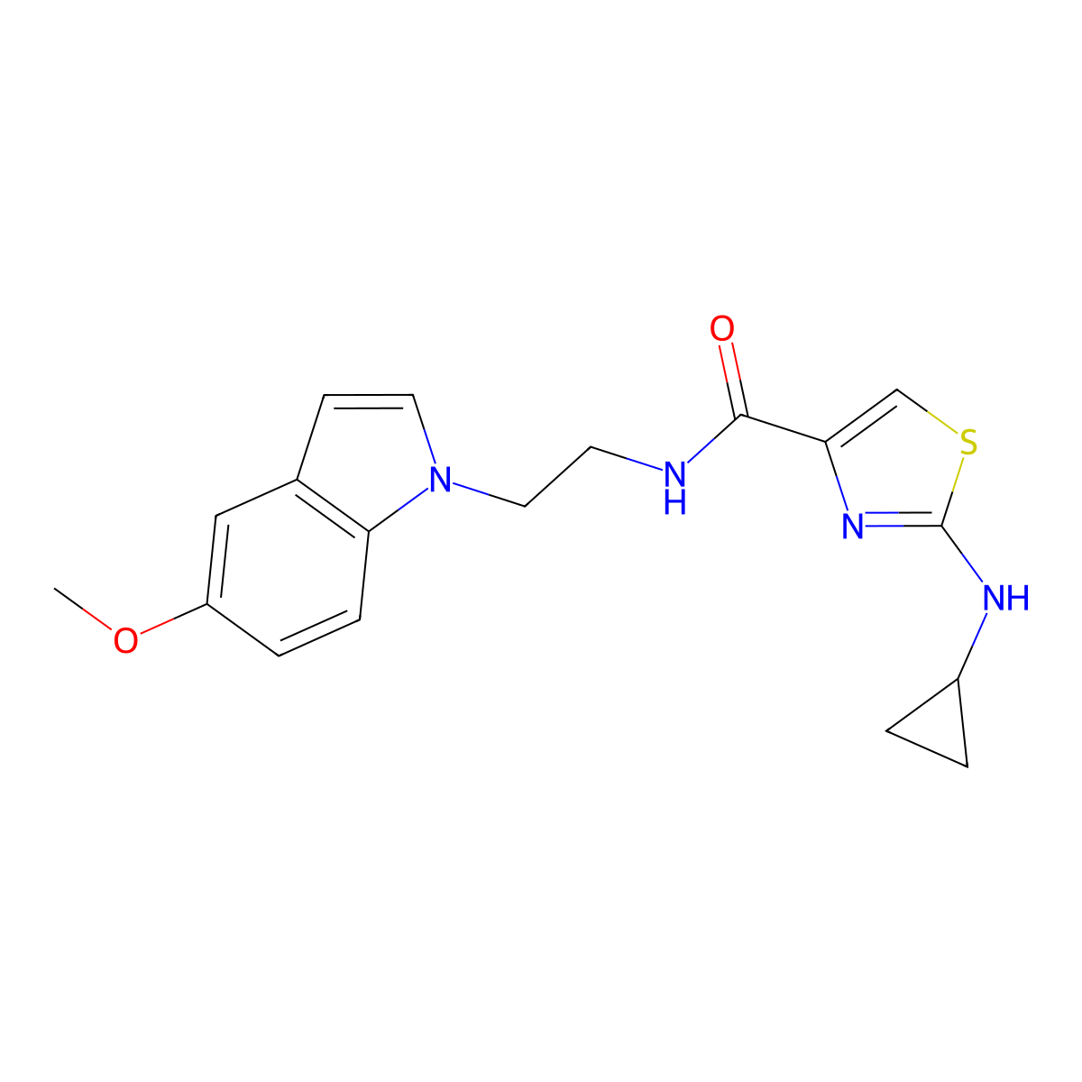 2-(cyclopropylamino)-N-[2-(5-methoxy-1H-indol-1-yl)ethyl]-1,3-thiazole-4-carboxamide molecular structure, CAS 1351681-14-5