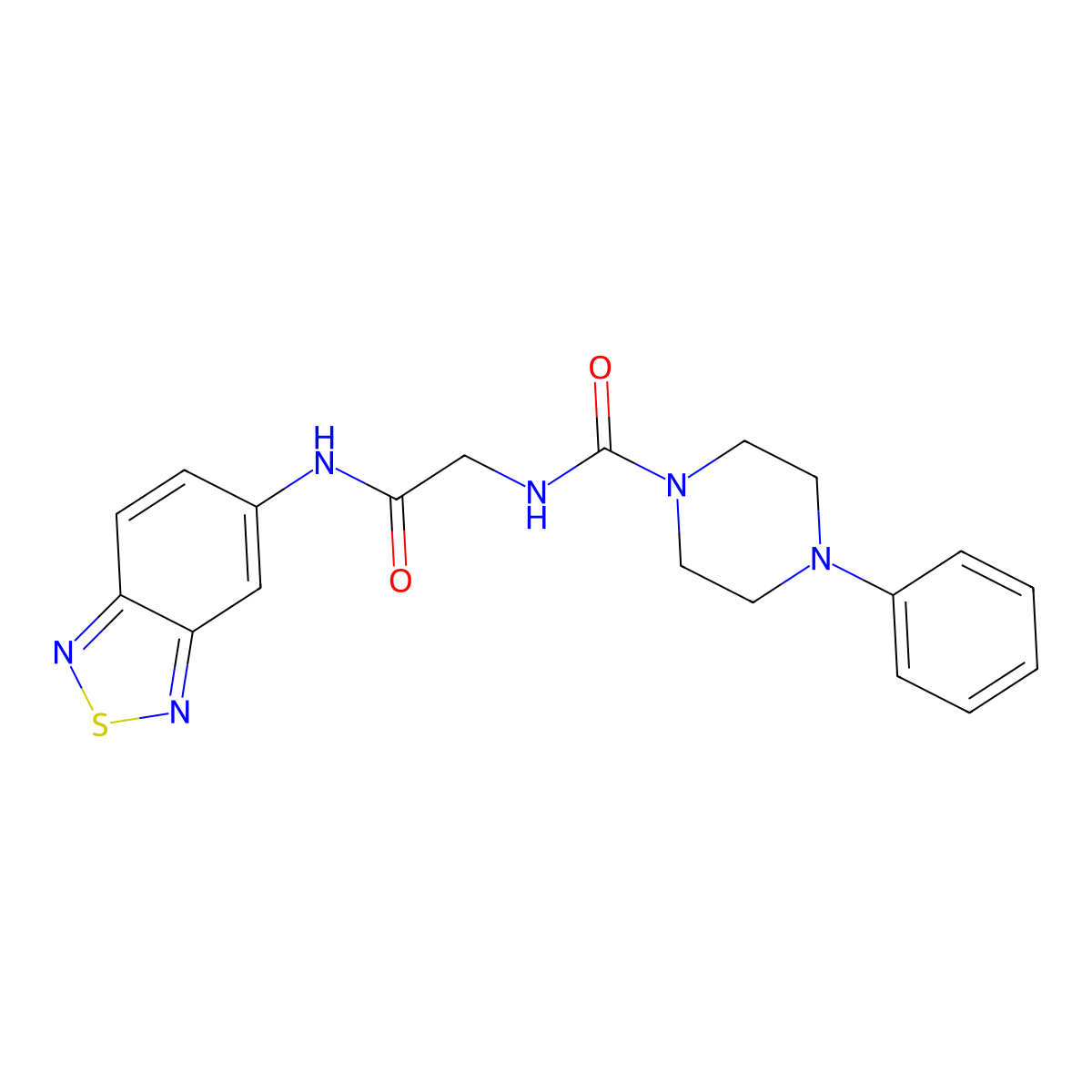 N-[2-(2,1,3-benzothiadiazol-5-ylamino)-2-oxoethyl]-4-phenylpiperazine-1-carboxamide molecular structure, CAS 1351681-32-7