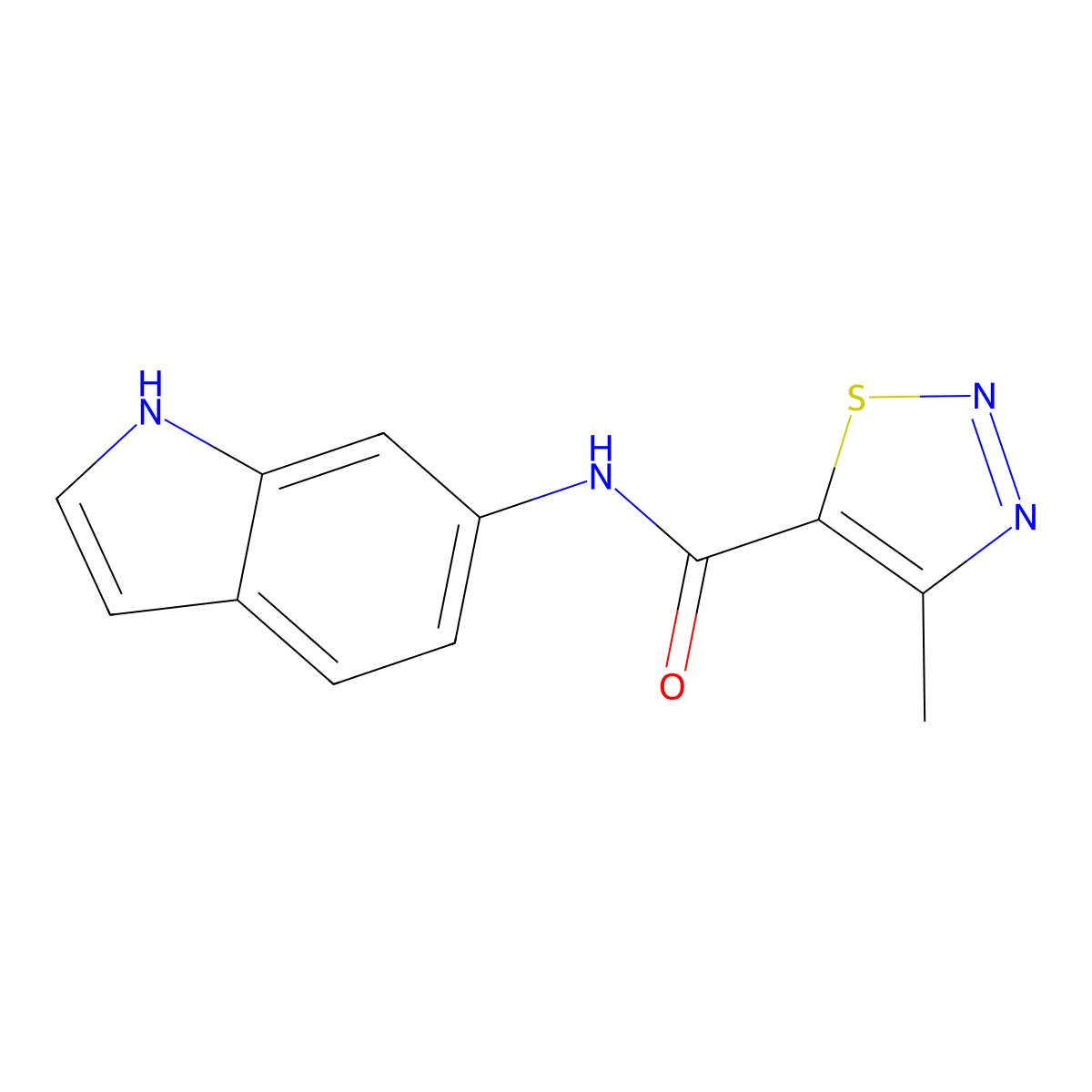 N-(1H-indol-6-yl)-4-methyl-1,2,3-thiadiazole-5-carboxamide molecular structure, CAS 1351681-33-8