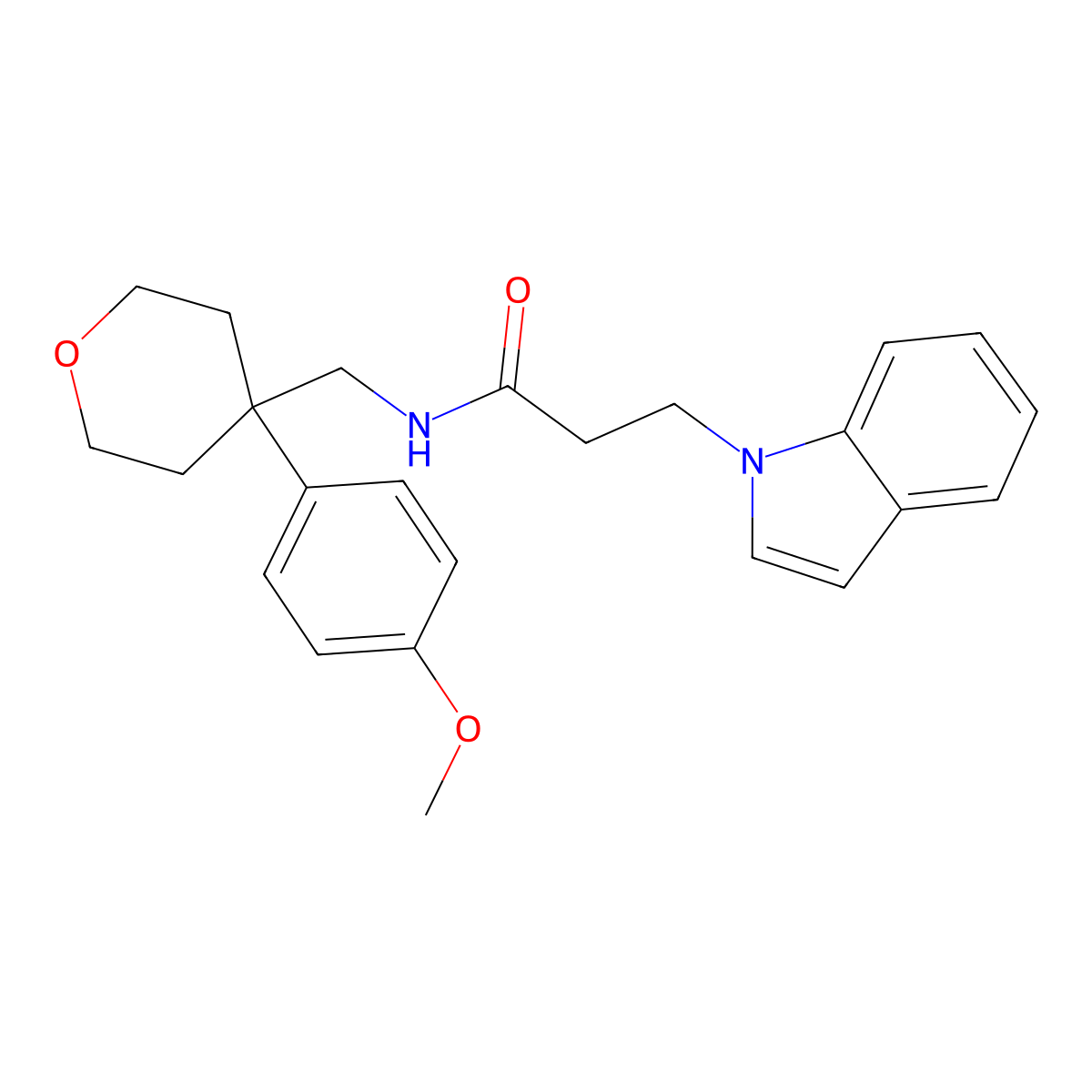3-(1H-indol-1-yl)-N-{[4-(4-methoxyphenyl)tetrahydro-2H-pyran-4-yl]methyl}propanamide molecular structure, CAS 1351681-45-2