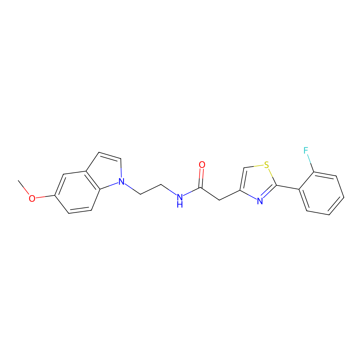 2-[2-(2-fluorophenyl)-1,3-thiazol-4-yl]-N-[2-(5-methoxy-1H-indol-1-yl)ethyl]acetamide molecular structure, CAS 1351681-46-3