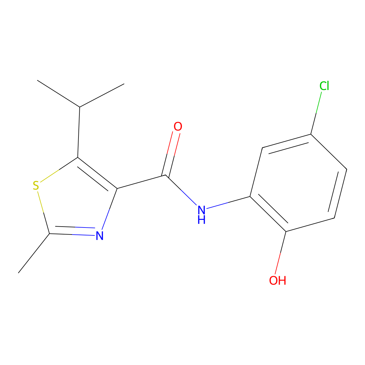 N-(5-chloro-2-hydroxyphenyl)-2-methyl-5-(propan-2-yl)-1,3-thiazole-4-carboxamide molecular structure, CAS 1351681-47-4