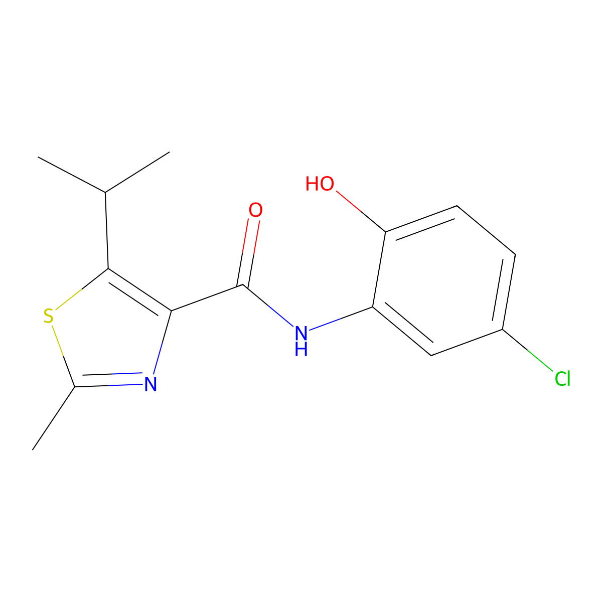 N-(5-chloro-2-hydroxyphenyl)-2-methyl-5-(propan-2-yl)-1,3-thiazole-4-carboxamide molecular structure, CAS 1351681-47-4