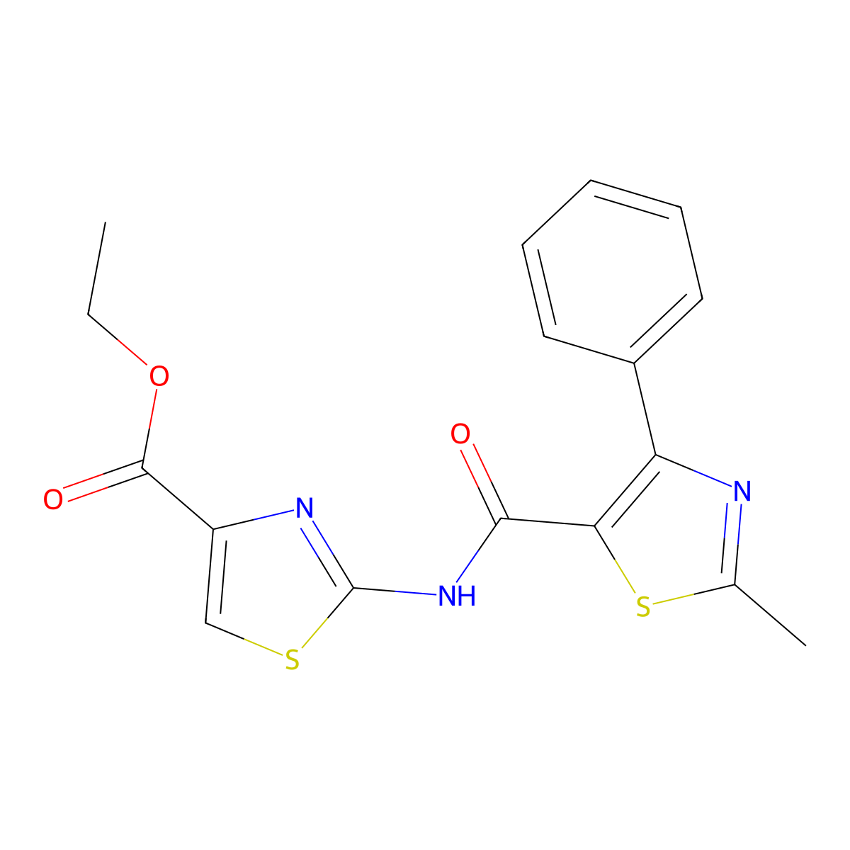 Ethyl 2-{[(2-methyl-4-phenyl-1,3-thiazol-5-yl)carbonyl]amino}-1,3-thiazole-4-carboxylate molecular structure, CAS 1351681-65-6