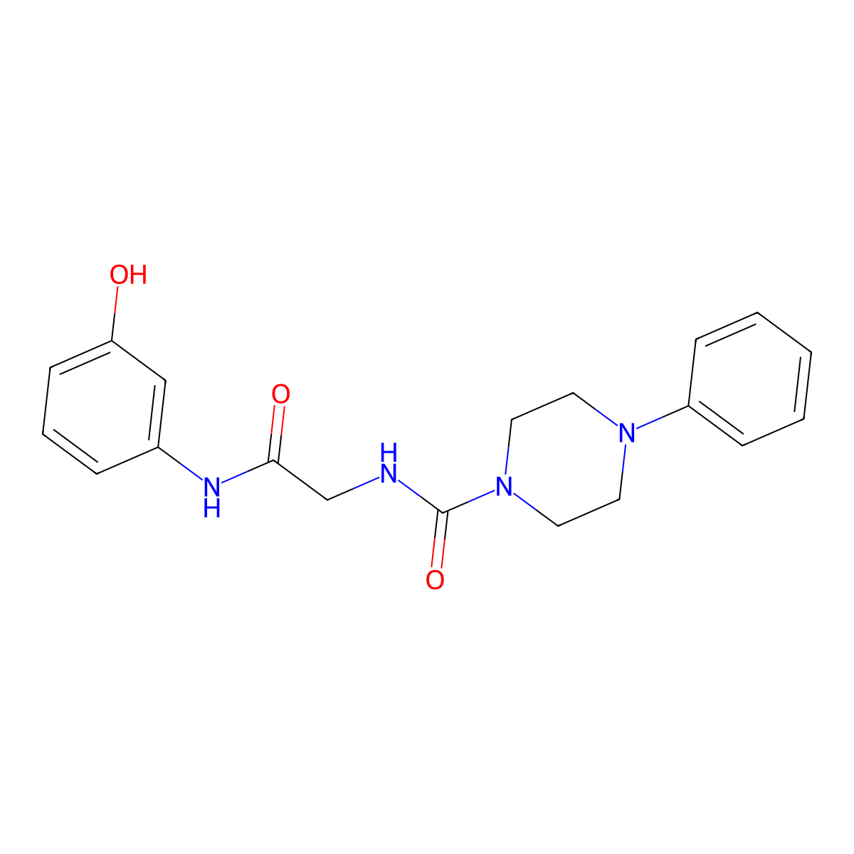 N-{2-[(3-hydroxyphenyl)amino]-2-oxoethyl}-4-phenylpiperazine-1-carboxamide molecular structure, CAS 1351681-69-0