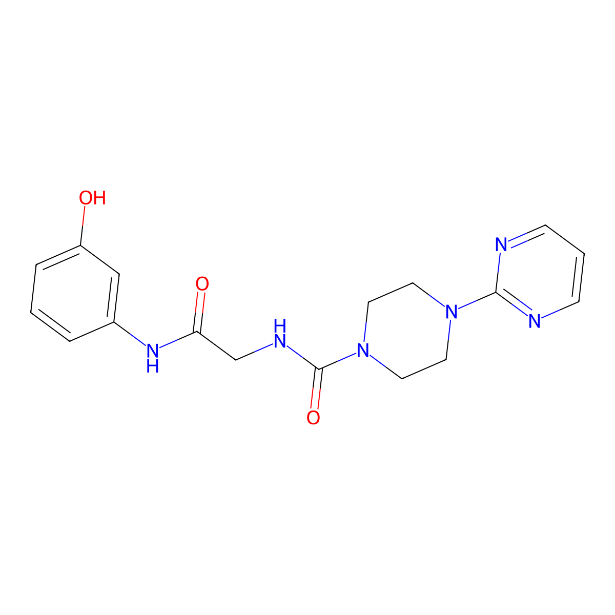 N-{2-[(3-hydroxyphenyl)amino]-2-oxoethyl}-4-(pyrimidin-2-yl)piperazine-1-carboxamide molecular structure, CAS 1351681-71-4