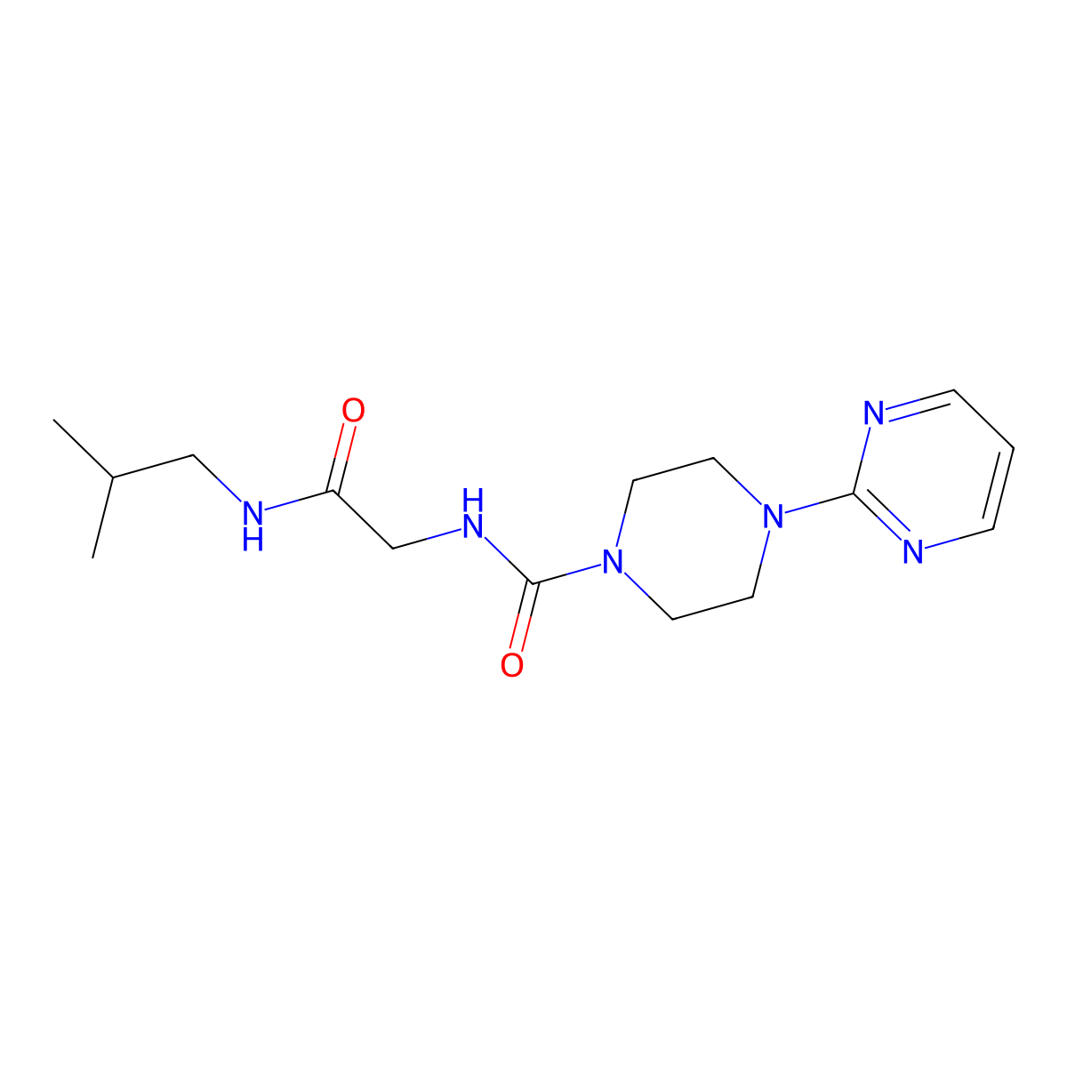 N-{2-[(2-methylpropyl)amino]-2-oxoethyl}-4-(pyrimidin-2-yl)piperazine-1-carboxamide molecular structure, CAS 1351681-76-9