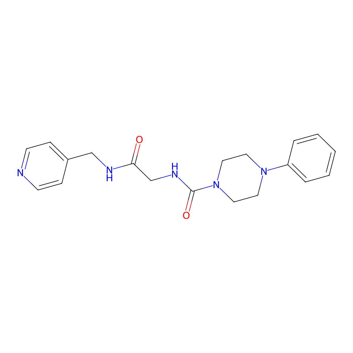 N-{2-oxo-2-[(pyridin-4-ylmethyl)amino]ethyl}-4-phenylpiperazine-1-carboxamide molecular structure, CAS 1351681-78-1