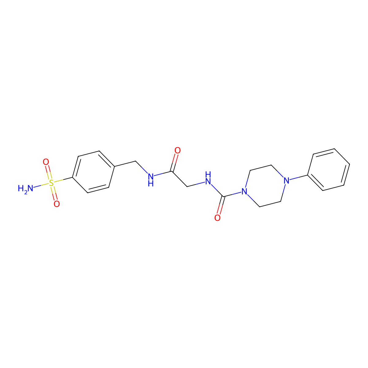 N-{2-oxo-2-[(4-sulfamoylbenzyl)amino]ethyl}-4-phenylpiperazine-1-carboxamide molecular structure, CAS 1351681-79-2