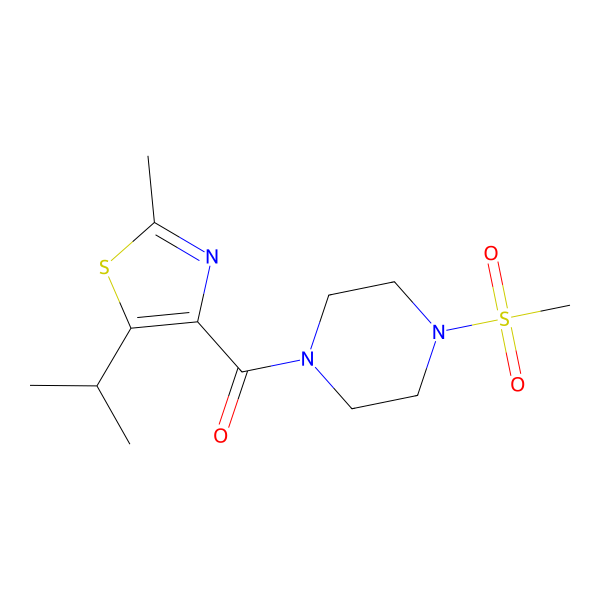 [2-Methyl-5-(propan-2-yl)-1,3-thiazol-4-yl][4-(methylsulfonyl)piperazin-1-yl]methanone molecular structure, CAS 1351681-83-8