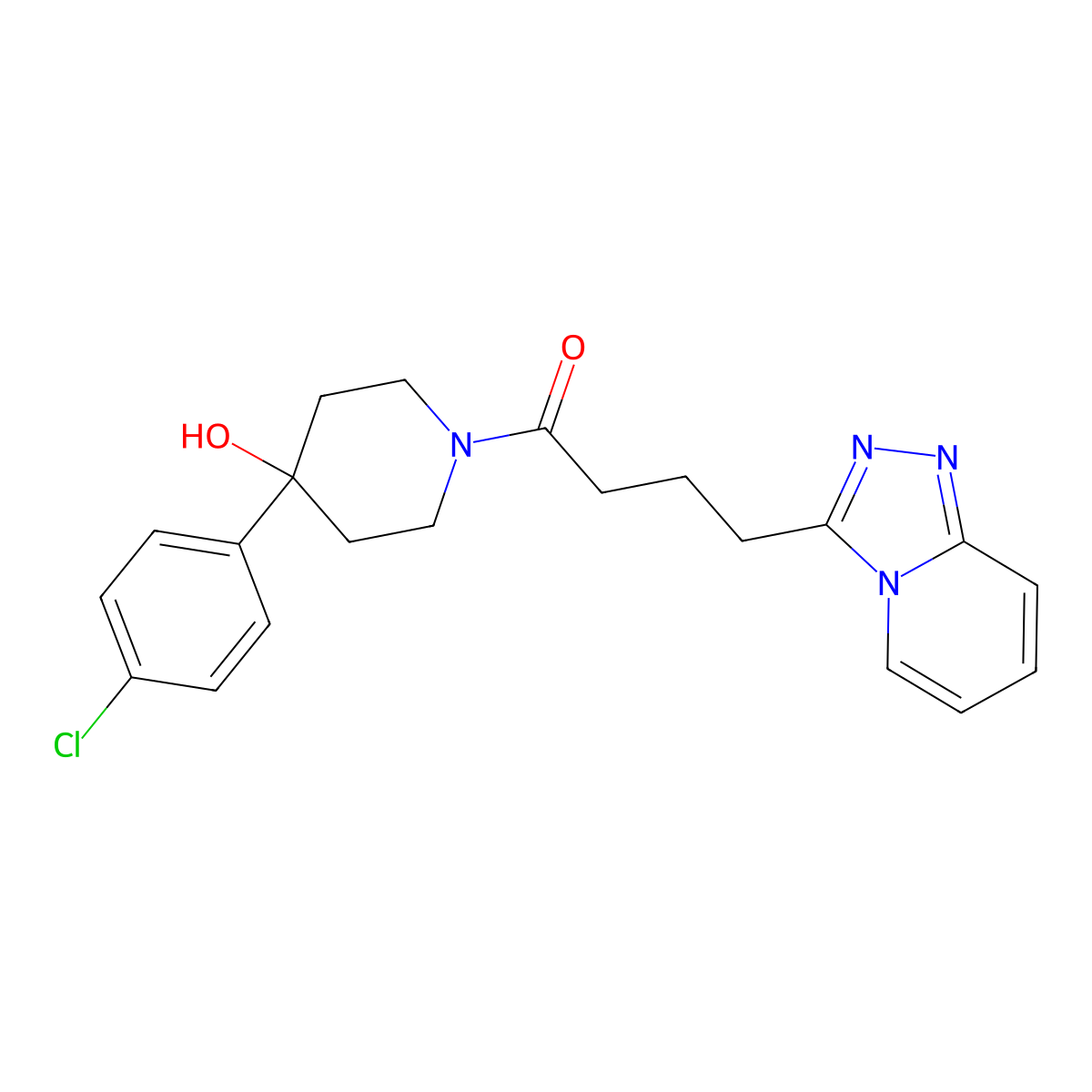 1-[4-(4-Chlorophenyl)-4-hydroxypiperidin-1-yl]-4-([1,2,4]triazolo[4,3-a]pyridin-3-yl)butan-1-one molecular structure, CAS 1351681-87-2