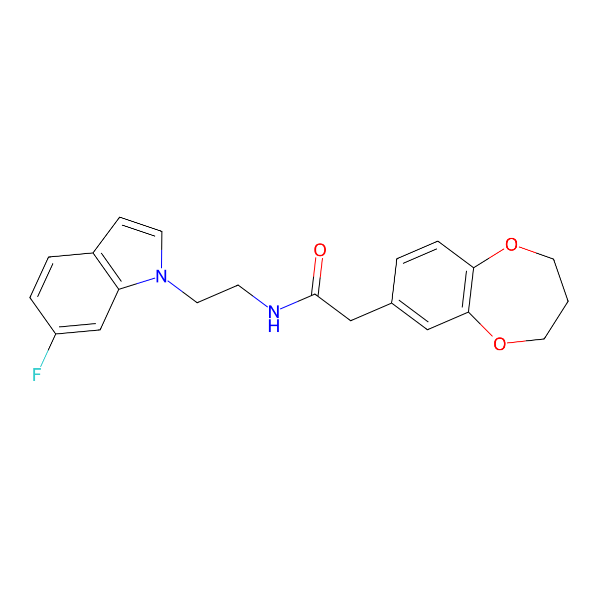 2-(3,4-dihydro-2H-1,5-benzodioxepin-7-yl)-N-[2-(6-fluoro-1H-indol-1-yl)ethyl]acetamide molecular structure, CAS 1351681-89-4