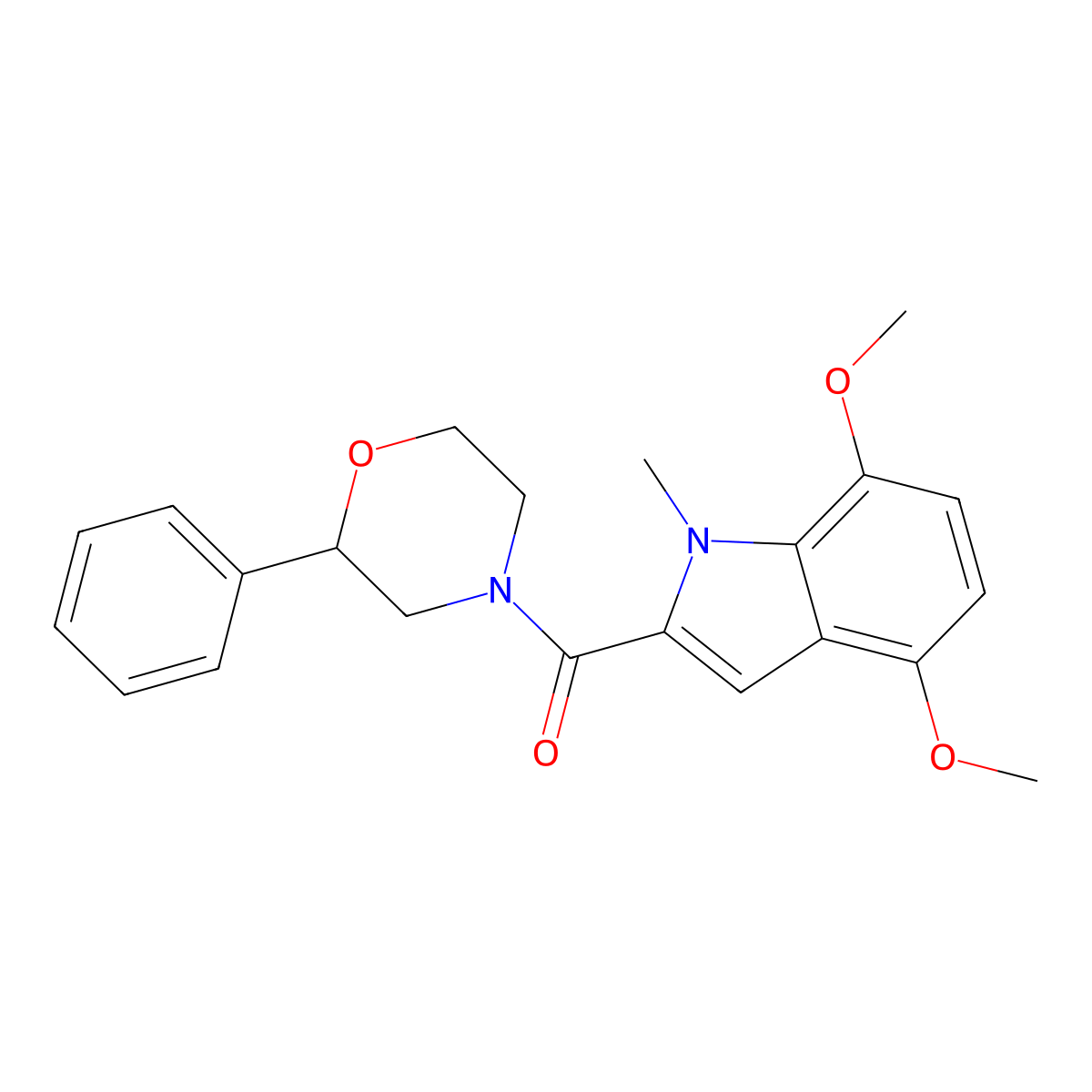 (4,7-dimethoxy-1-methyl-1H-indol-2-yl)(2-phenylmorpholin-4-yl)methanone molecular structure, CAS 1351681-91-8