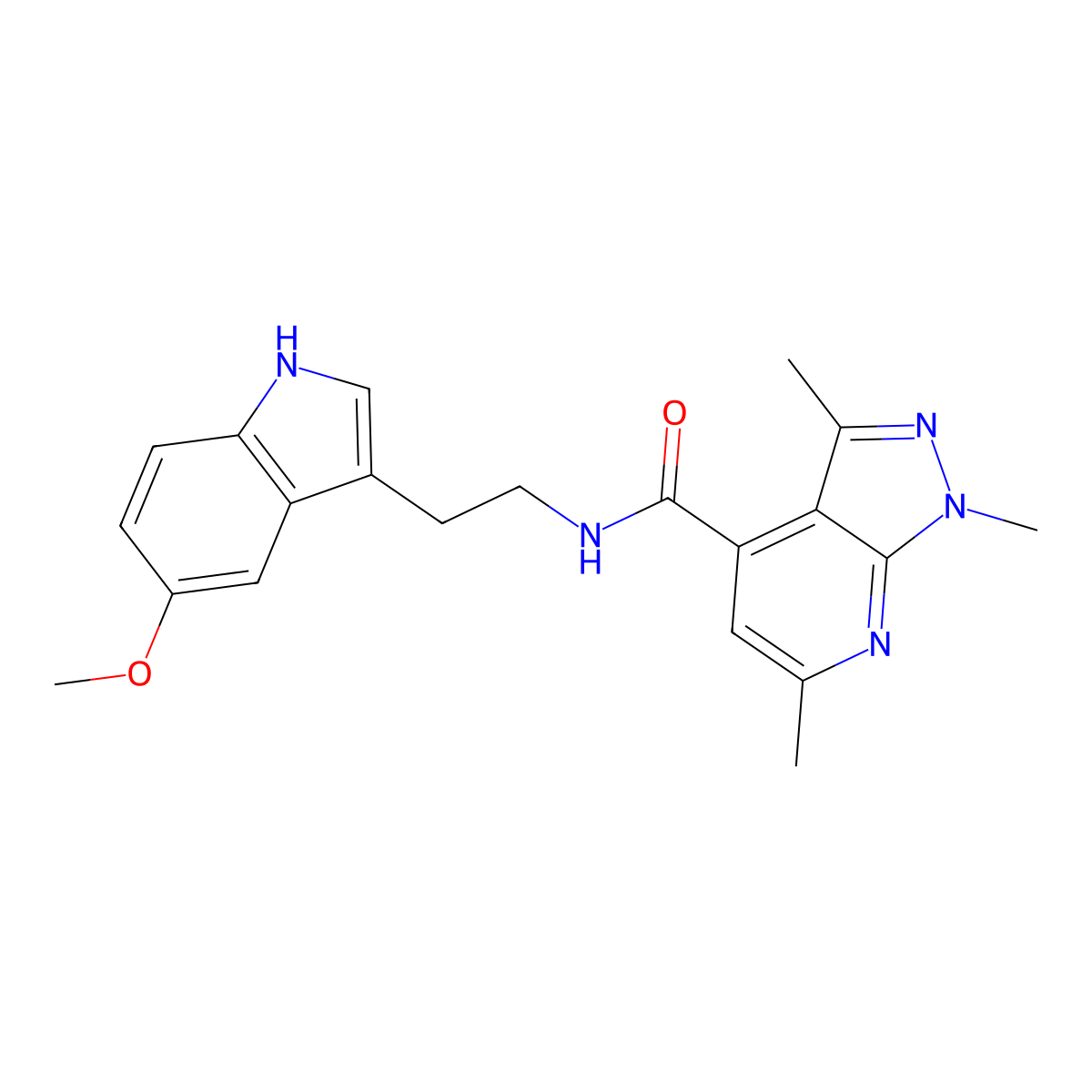 N-[2-(5-methoxy-1H-indol-3-yl)ethyl]-1,3,6-trimethyl-1H-pyrazolo[3,4-b]pyridine-4-carboxamide molecular structure, CAS 1351681-95-2