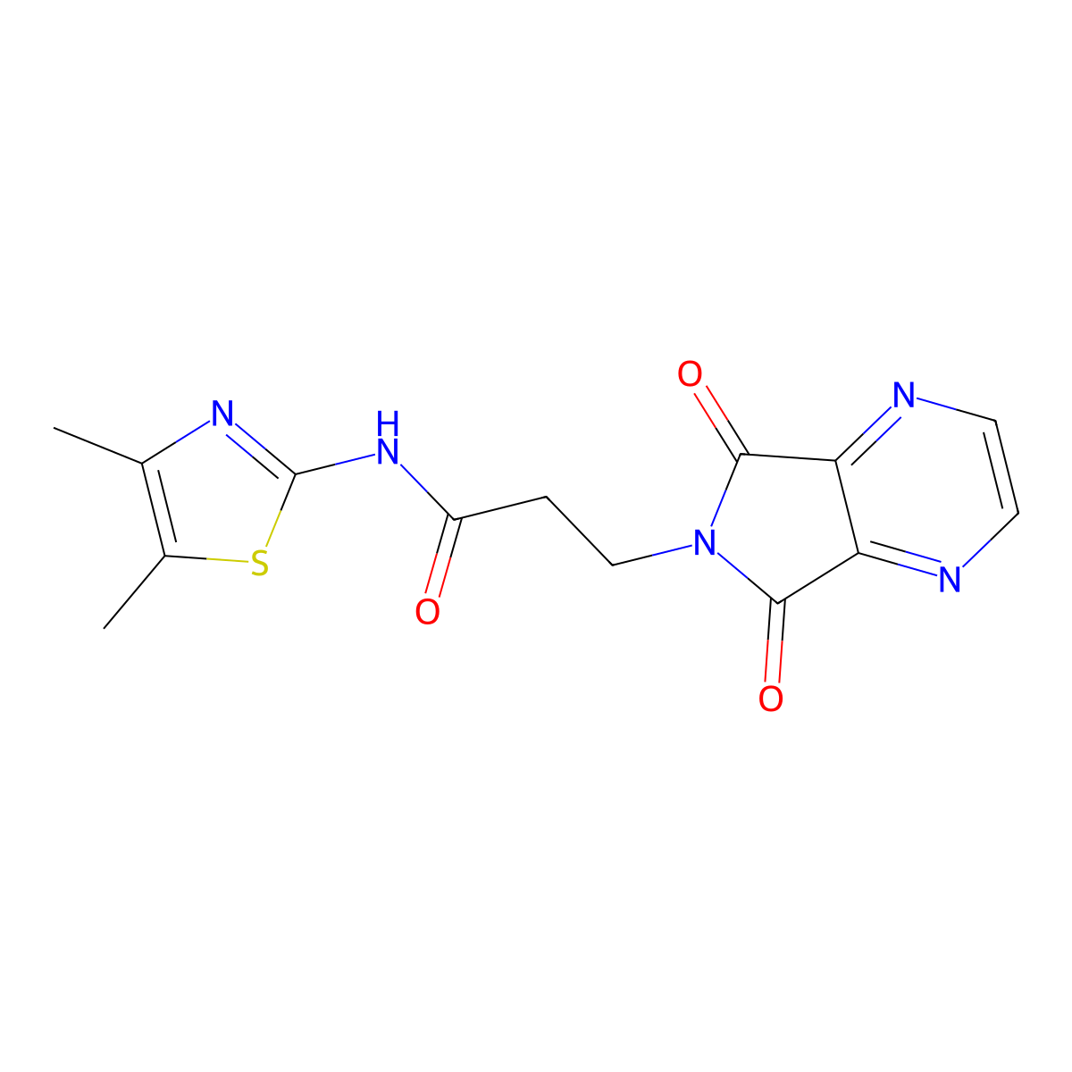 N-(4,5-dimethylthiazol-2-yl)-3-(5,7-dioxo-5H-pyrrolo[3,4-b]pyrazin-6(7H)-yl)propanamide molecular structure, CAS 1351682-24-0