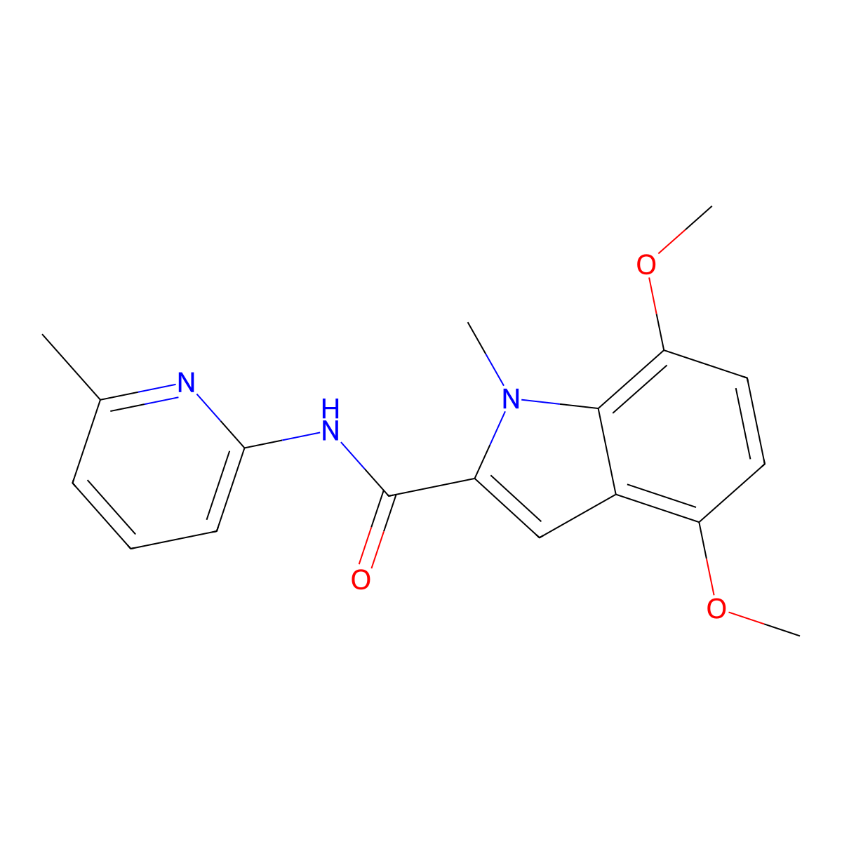 4,7-dimethoxy-1-methyl-N-(6-methylpyridin-2-yl)-1H-indole-2-carboxamide molecular structure, CAS 1351682-26-2