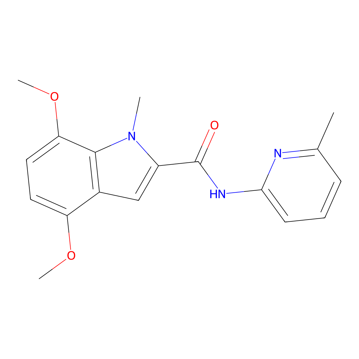 4,7-dimethoxy-1-methyl-N-(6-methylpyridin-2-yl)-1H-indole-2-carboxamide molecular structure, CAS 1351682-26-2