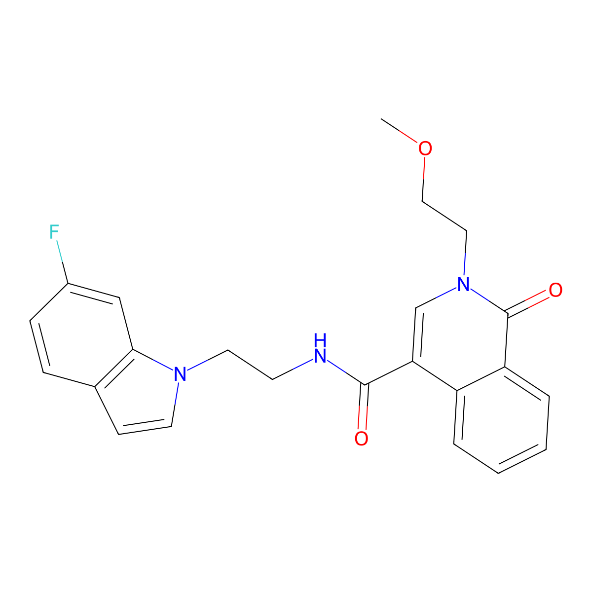 N-[2-(6-fluoro-1H-indol-1-yl)ethyl]-2-(2-methoxyethyl)-1-oxo-1,2-dihydro-4-isoquinolinecarboxamide molecular structure, CAS 1351682-42-2