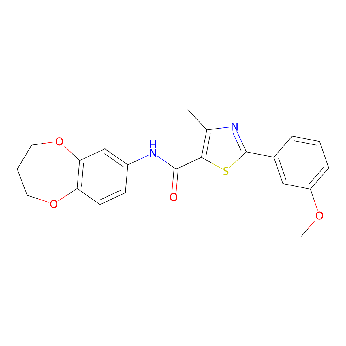 N-(3,4-dihydro-2H-1,5-benzodioxepin-7-yl)-2-(3-methoxyphenyl)-4-methyl-1,3-thiazole-5-carboxamide molecular structure, CAS 1351682-45-5