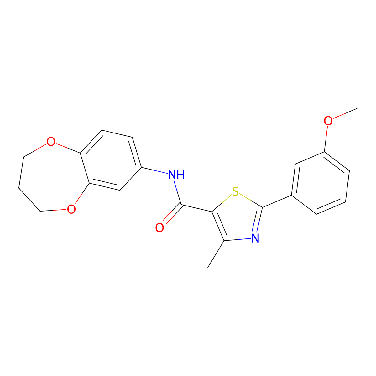 N-(3,4-dihydro-2H-1,5-benzodioxepin-7-yl)-2-(3-methoxyphenyl)-4-methyl-1,3-thiazole-5-carboxamide molecular structure, CAS 1351682-45-5