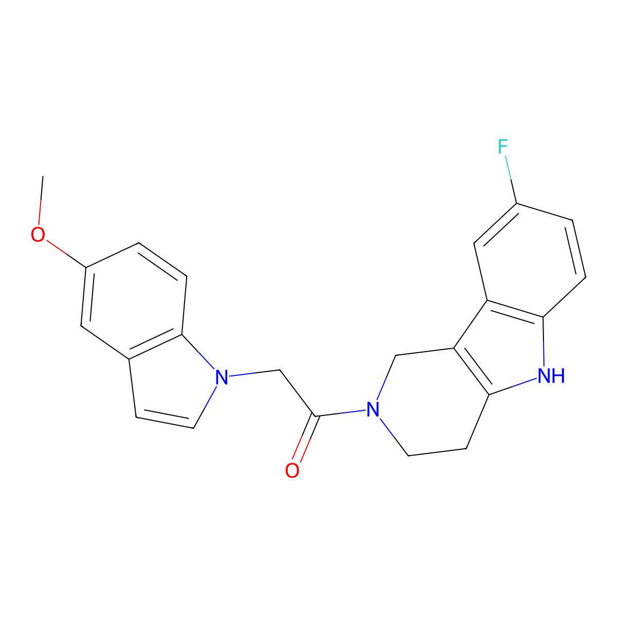 1-(8-fluoro-1,3,4,5-tetrahydro-2H-pyrido[4,3-b]indol-2-yl)-2-(5-methoxy-1H-indol-1-yl)ethanone molecular structure, CAS 1351682-49-9