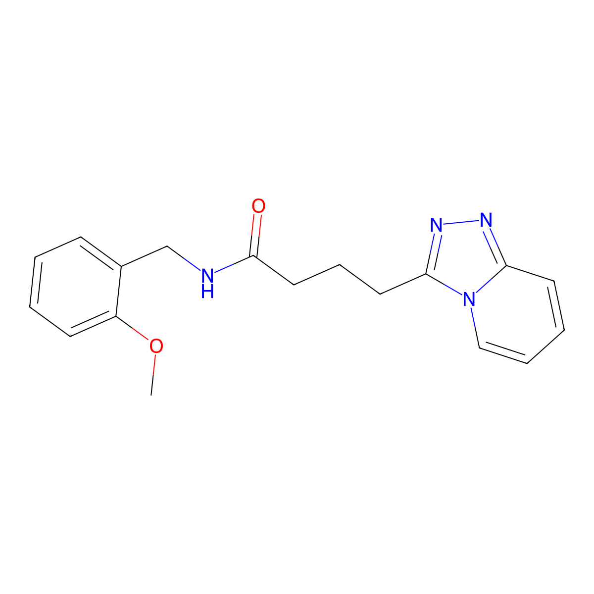 4-([1,2,4]triazolo[4,3-a]pyridin-3-yl)-N-(2-methoxybenzyl)butanamide molecular structure, CAS 1351682-68-2