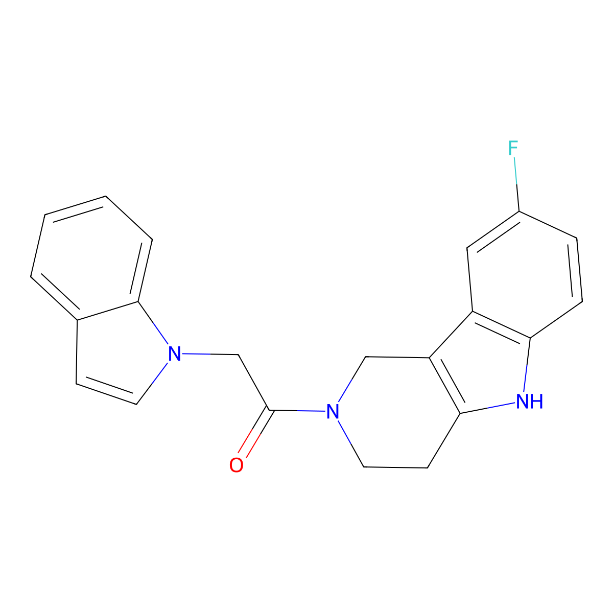 1-(8-fluoro-1,3,4,5-tetrahydro-2H-pyrido[4,3-b]indol-2-yl)-2-(1H-indol-1-yl)ethanone molecular structure, CAS 1351682-69-3