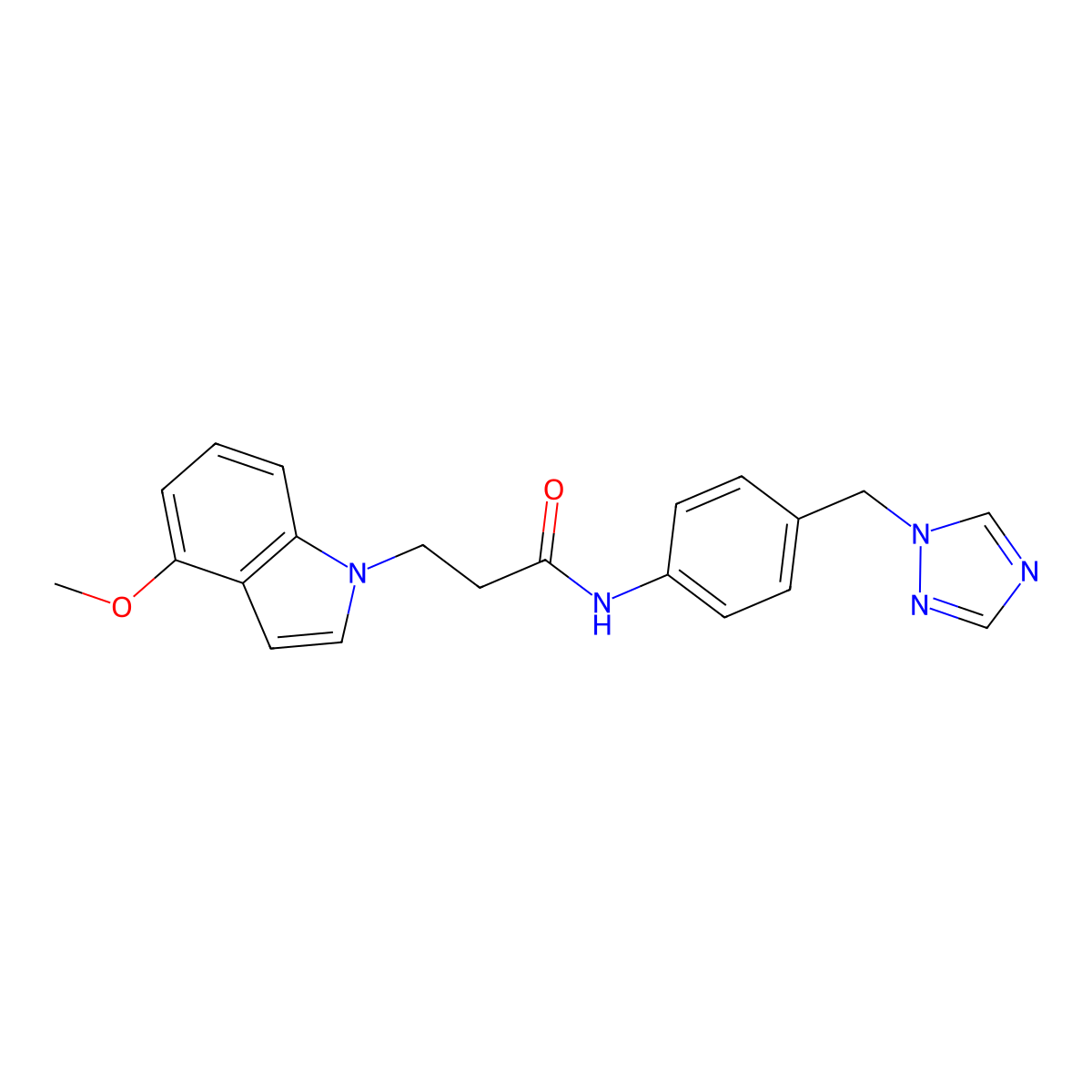 3-(4-methoxy-1H-indol-1-yl)-N-[4-(1H-1,2,4-triazol-1-ylmethyl)phenyl]propanamide molecular structure, CAS 1351682-72-8