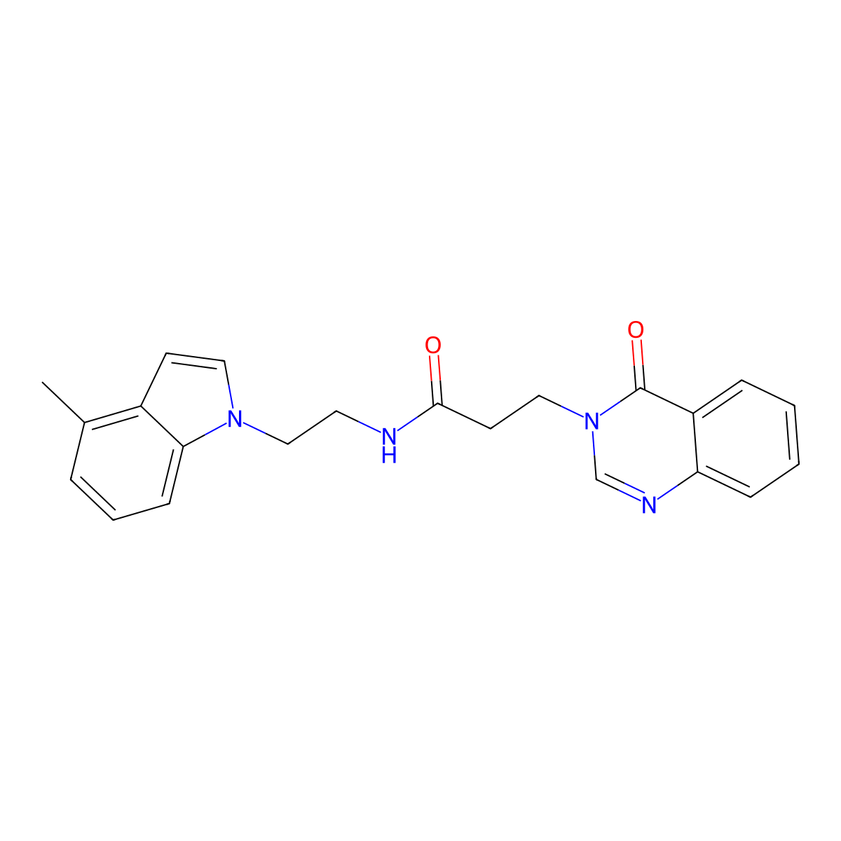 N-[2-(4-methyl-1H-indol-1-yl)ethyl]-3-(4-oxoquinazolin-3(4H)-yl)propanamide molecular structure, CAS 1351682-94-4