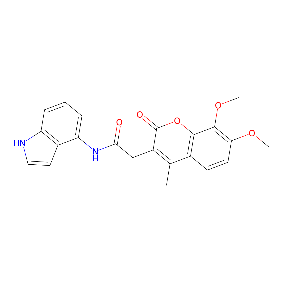 2-(7,8-dimethoxy-4-methyl-2-oxo-2H-chromen-3-yl)-N-(1H-indol-4-yl)acetamide molecular structure, CAS 1351683-08-3