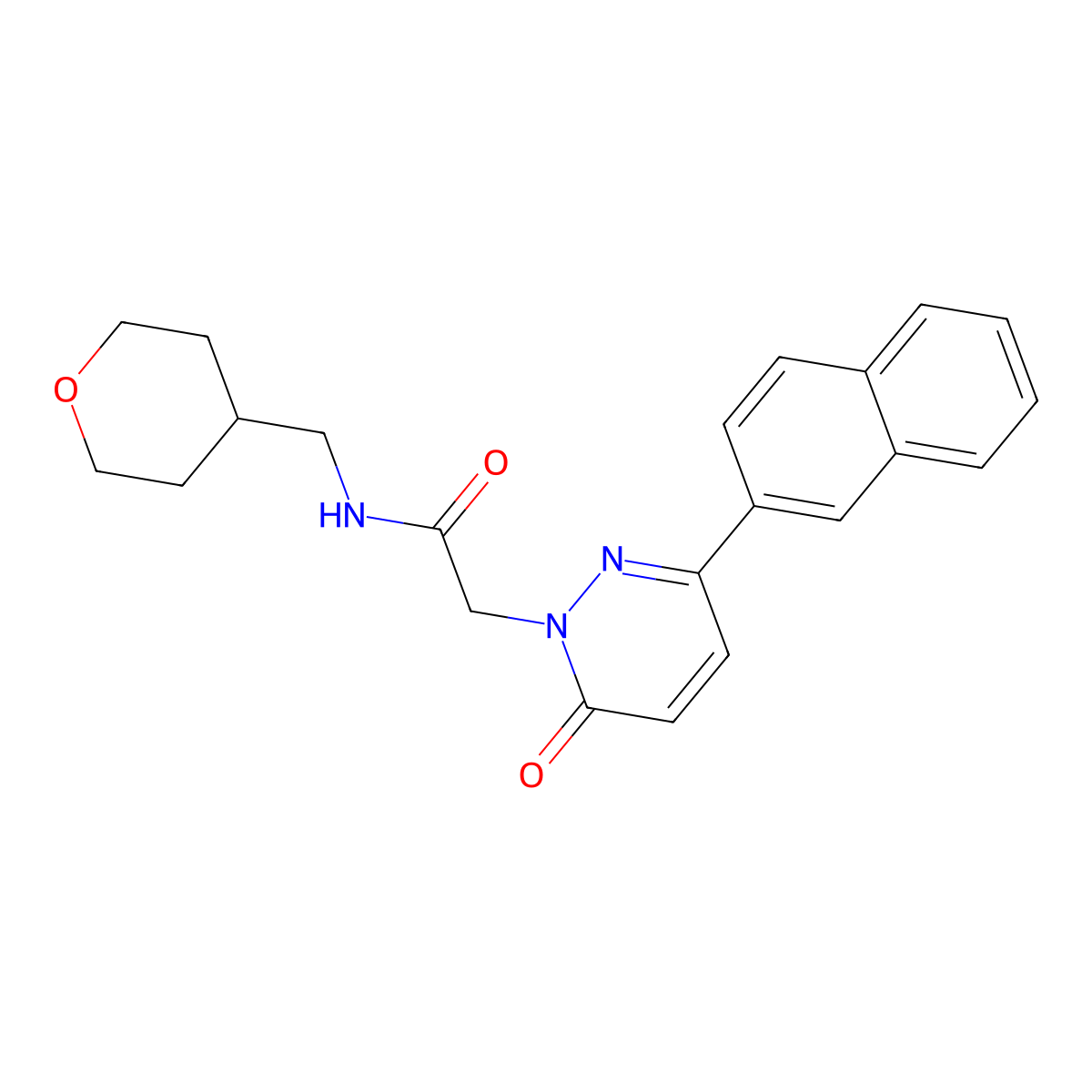 2-[3-(2-naphthyl)-6-oxo-1(6H)-pyridazinyl]-N-(tetrahydro-2H-pyran-4-ylmethyl)acetamide molecular structure, CAS 1351683-11-8