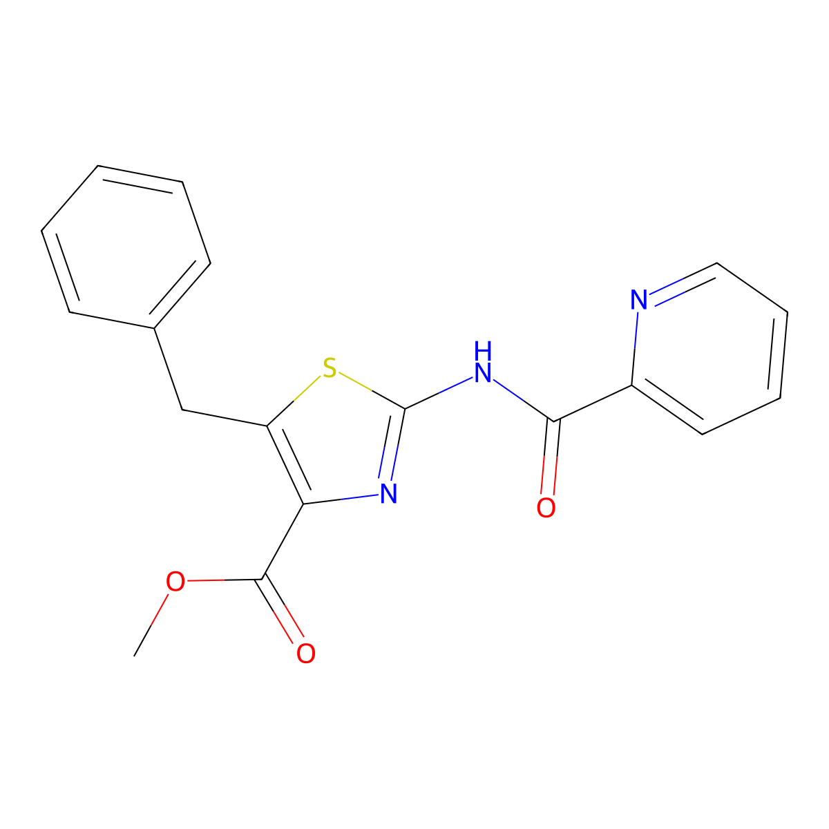 Methyl 5-benzyl-2-[(2-pyridylcarbonyl)amino]-1,3-thiazole-4-carboxylate molecular structure, CAS 1351683-12-9