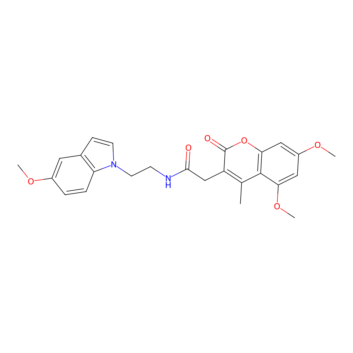 2-(5,7-dimethoxy-4-methyl-2-oxo-2H-chromen-3-yl)-N-[2-(5-methoxy-1H-indol-1-yl)ethyl]acetamide molecular structure, CAS 1351683-32-3