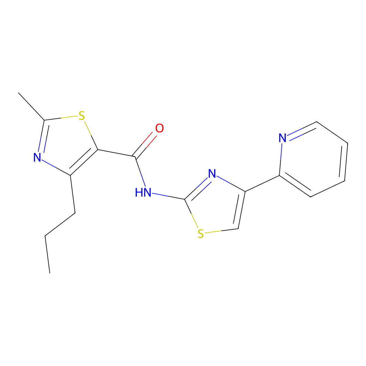 2-methyl-4-propyl-N-(4-(pyridin-2-yl)thiazol-2-yl)thiazole-5-carboxamide molecular structure, CAS 1351683-45-8