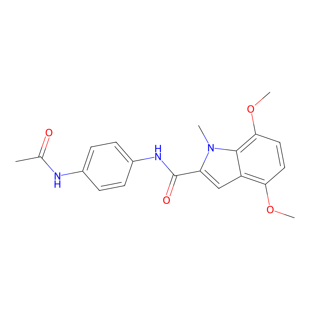 N-[4-(acetylamino)phenyl]-4,7-dimethoxy-1-methyl-1H-indole-2-carboxamide molecular structure, CAS 1351683-48-1