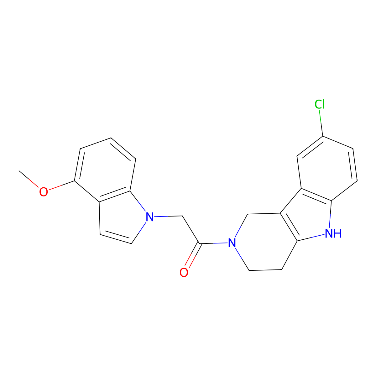 1-(8-chloro-1,3,4,5-tetrahydro-2H-pyrido[4,3-b]indol-2-yl)-2-(4-methoxy-1H-indol-1-yl)ethanone molecular structure, CAS 1351683-53-8