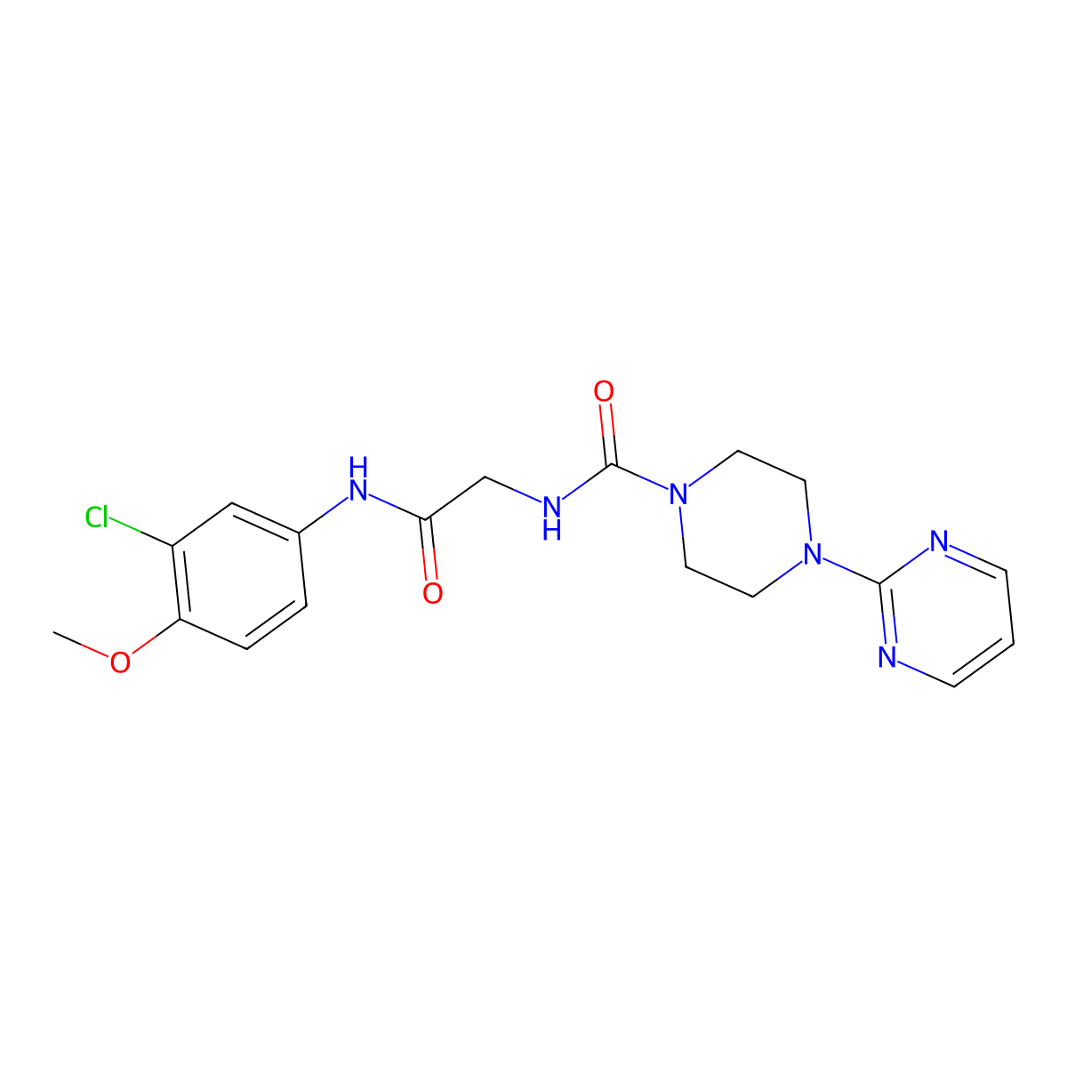 N-{2-[(3-chloro-4-methoxyphenyl)amino]-2-oxoethyl}-4-(pyrimidin-2-yl)piperazine-1-carboxamide molecular structure, CAS 1351683-58-3