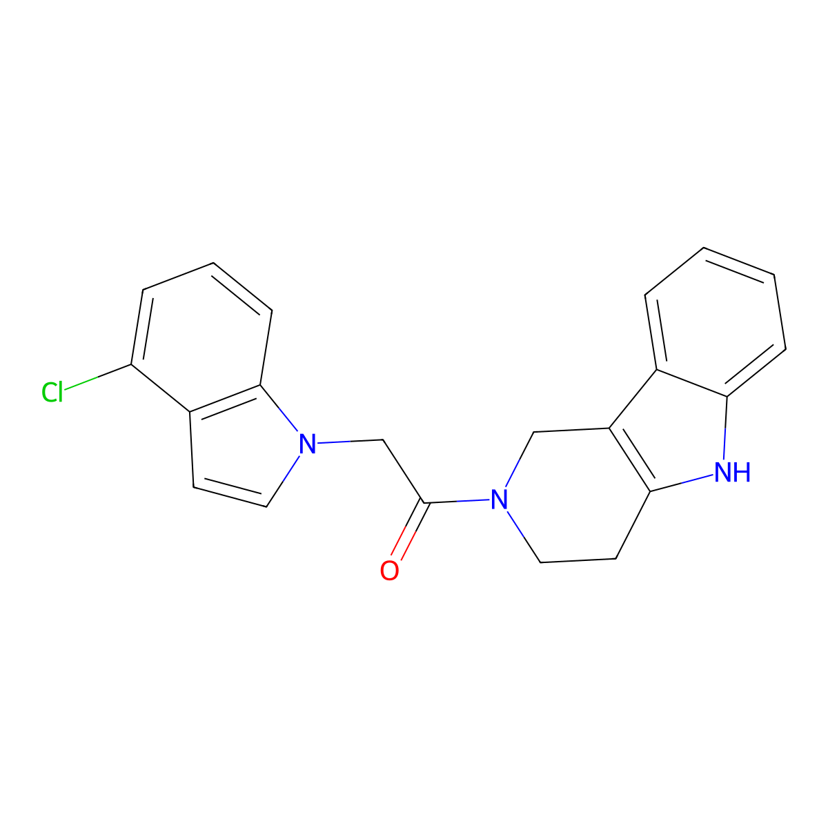 2-(4-chloro-1H-indol-1-yl)-1-(1,3,4,5-tetrahydro-2H-pyrido[4,3-b]indol-2-yl)ethanone molecular structure, CAS 1351683-59-4