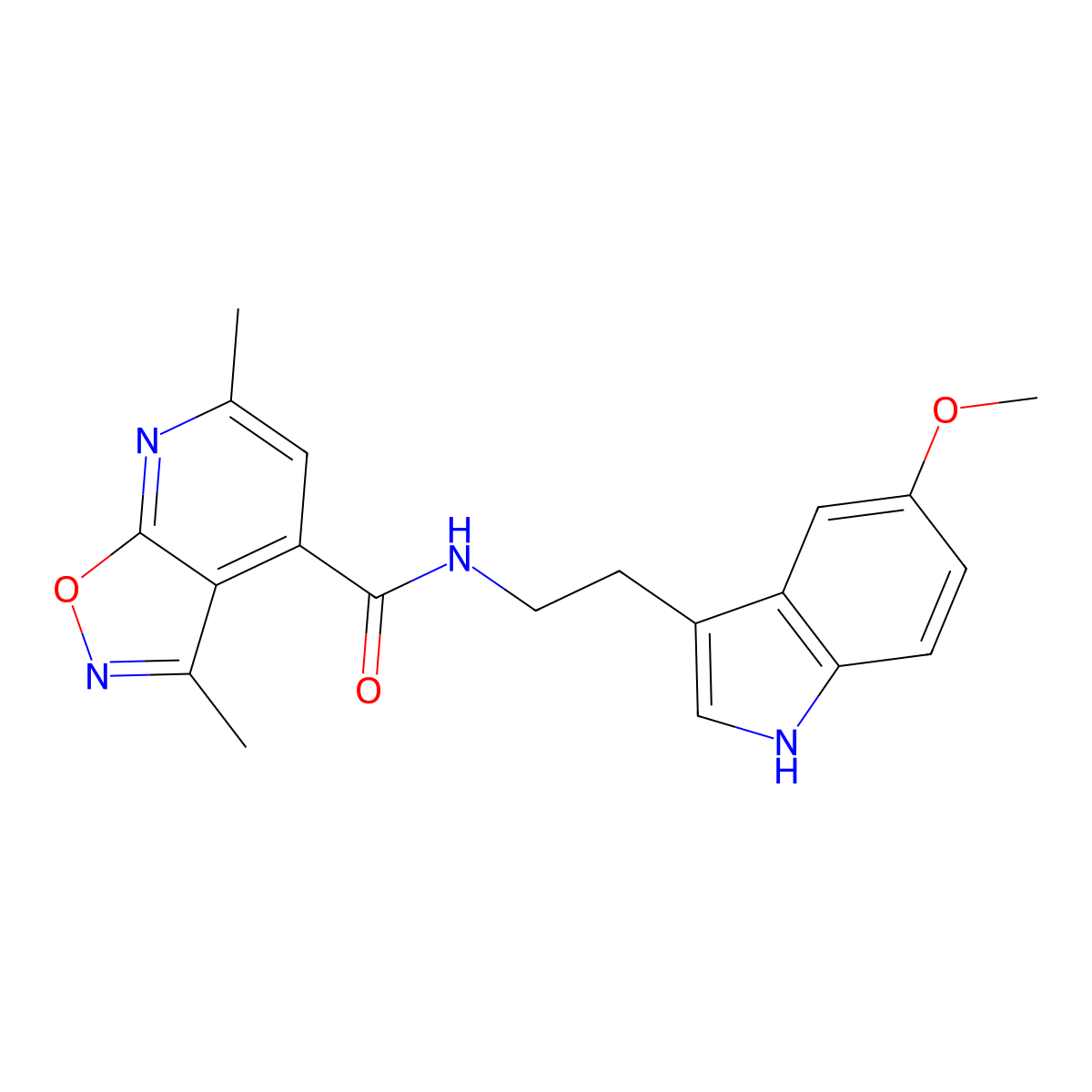 N-[2-(5-methoxy-1H-indol-3-yl)ethyl]-3,6-dimethylisoxazolo[5,4-b]pyridine-4-carboxamide molecular structure, CAS 1351683-75-4