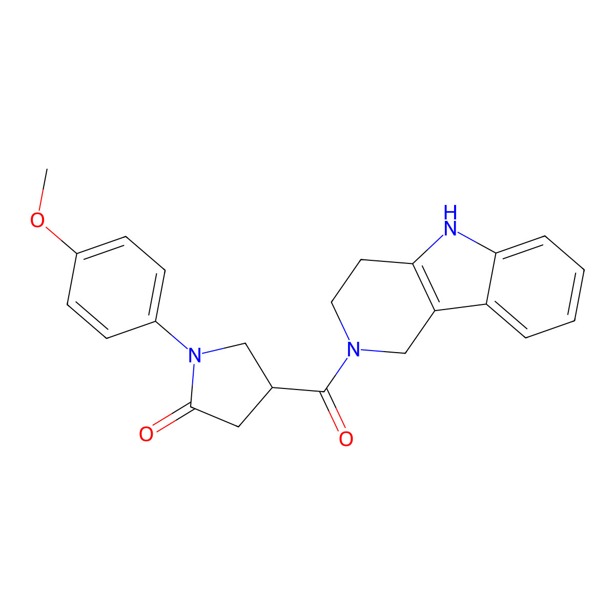 1-(4-methoxyphenyl)-4-(1,3,4,5-tetrahydro-2H-pyrido[4,3-b]indol-2-ylcarbonyl)pyrrolidin-2-one molecular structure, CAS 1351683-90-3