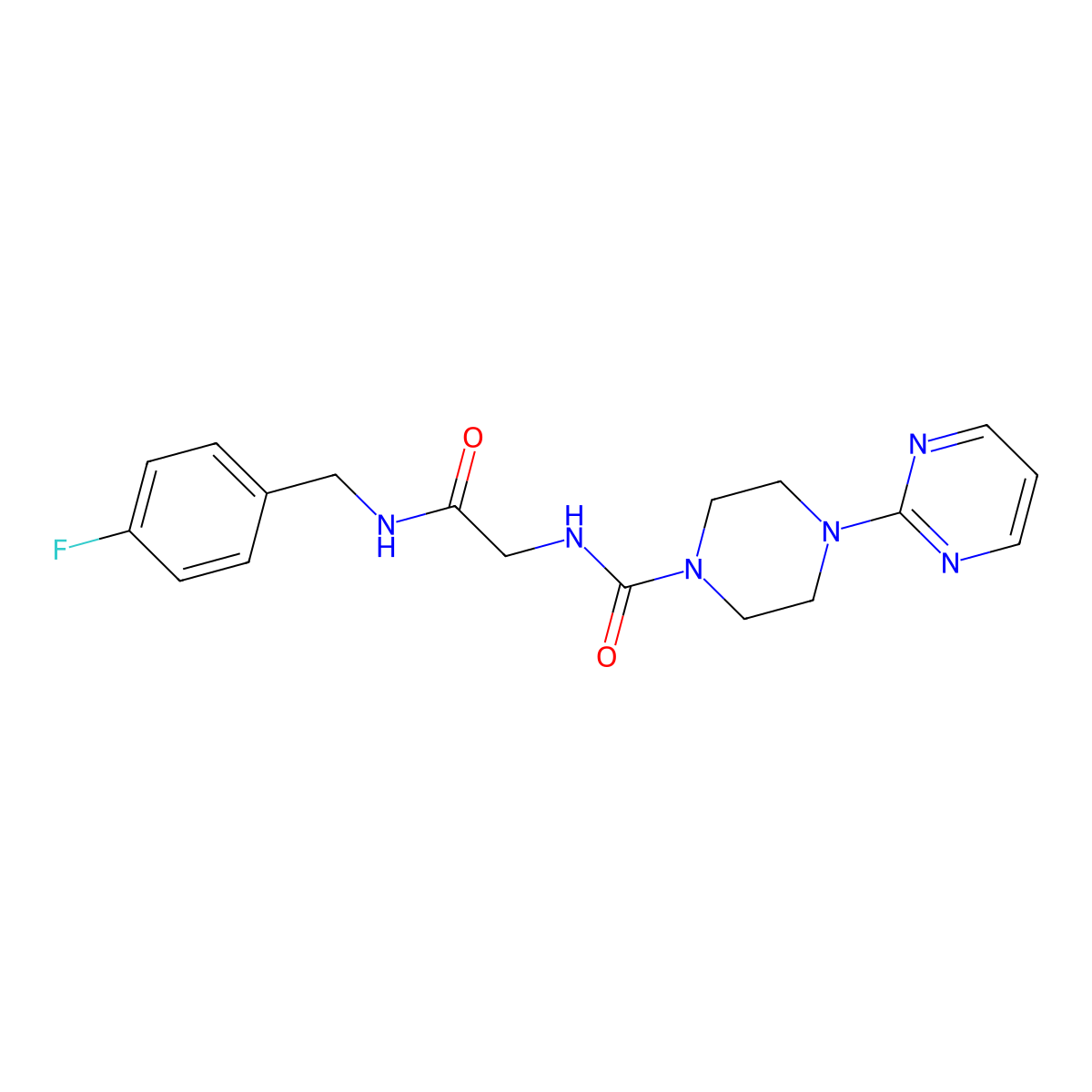 N-{2-[(4-fluorobenzyl)amino]-2-oxoethyl}-4-(pyrimidin-2-yl)piperazine-1-carboxamide molecular structure, CAS 1351683-94-7