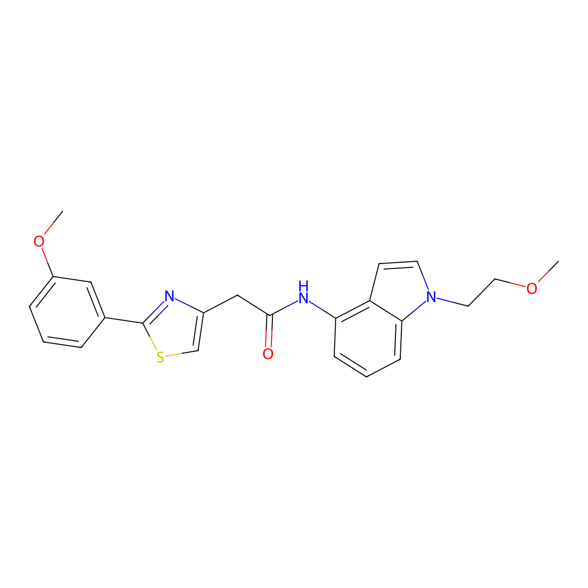 N-[1-(2-methoxyethyl)-1H-indol-4-yl]-2-[2-(3-methoxyphenyl)-1,3-thiazol-4-yl]acetamide molecular structure, CAS 1351683-95-8