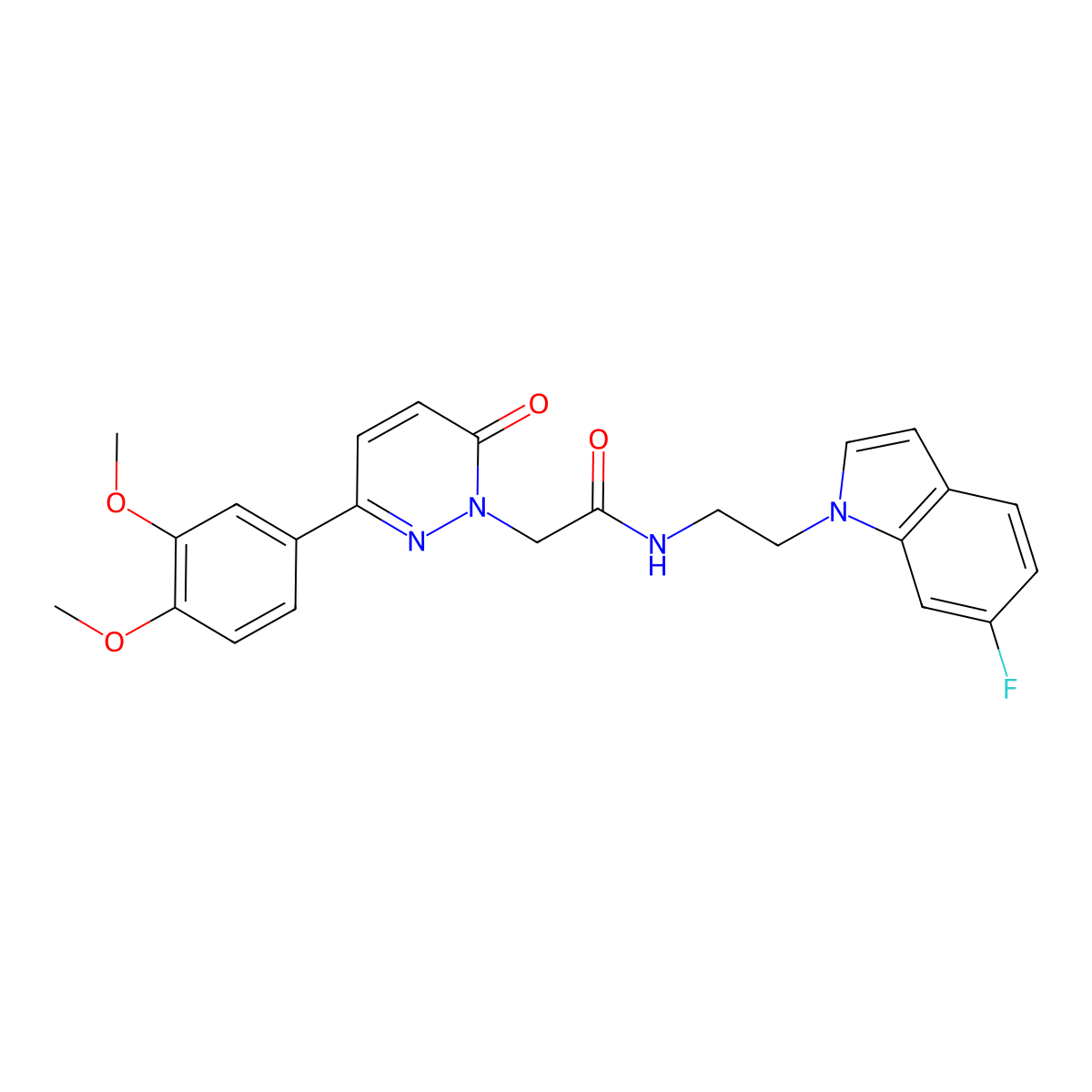 2-[3-(3,4-dimethoxyphenyl)-6-oxo-1(6H)-pyridazinyl]-N-[2-(6-fluoro-1H-indol-1-yl)ethyl]acetamide molecular structure, CAS 1351683-96-9
